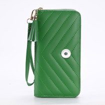 Lingge Long Wallet Wallet Wallet Large Capacity Handbag Zipper Mobile Case fit 20MM Snaps button jewelry wholesale