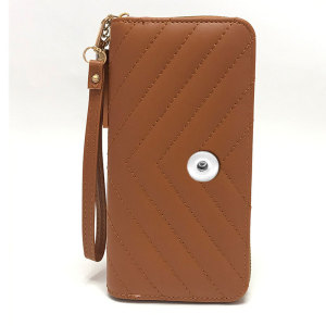 Lingge Long Wallet Wallet Wallet Large Capacity Handbag Zipper Mobile Case fit 20MM Snaps button jewelry wholesale