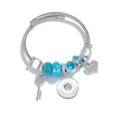 Stainless Steel Valentine's Day Love Beaded Bracelet with Adjustable Opening fit 20MM  Snaps button jewelry wholesale