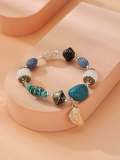 Natural Stone Feather Beaded Bracelet