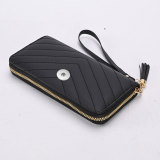 Lingge Long Wallet Wallet Wallet Large Capacity Handbag Zipper Mobile Case fit 20MM Snaps button jewelry wholesale