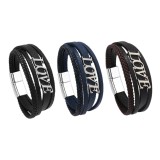 21CM Valentine's Day Love Magnet Buckle Knitted Couple Leather Bracelet