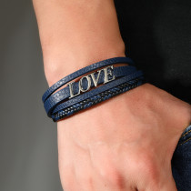 21CM Valentine's Day Love Magnet Buckle Knitted Couple Leather Bracelet