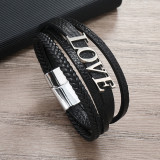21CM Valentine's Day Love Magnet Buckle Knitted Couple Leather Bracelet