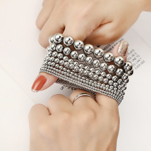 Stainless steel silver ball elastic bracelet