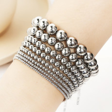 Stainless steel silver ball elastic bracelet