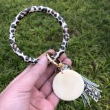 PU bracelet with leopard pattern thousand bird pattern leather bracelet with zebra pattern tassel keychain