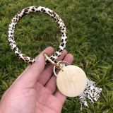 PU bracelet with leopard pattern thousand bird pattern leather bracelet with zebra pattern tassel keychain