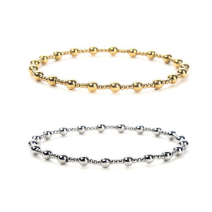 Stainless steel Real gold plating  ball elastic bracelet