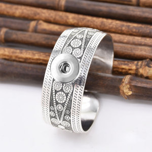 Alloy pattern wide bracelet fit 20MM  Snaps button jewelry wholesale
