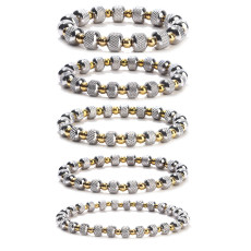 Stainless steel silver ball elastic bracelet