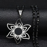 Stainless steel sunflower pendant necklace