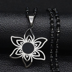 Stainless steel sunflower pendant necklace