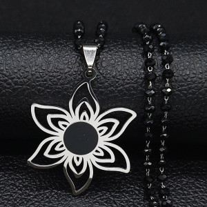 Stainless steel sunflower pendant necklace