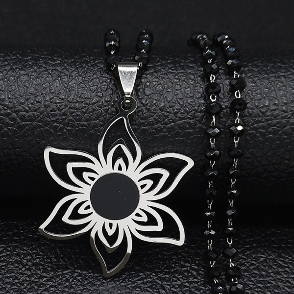 Stainless steel sunflower pendant necklace