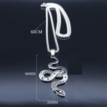 Stainless Steel Star Moon Snake Pendant Necklace