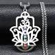 Stainless Steel Lotus Yoga Rhinestone Pendant Necklace