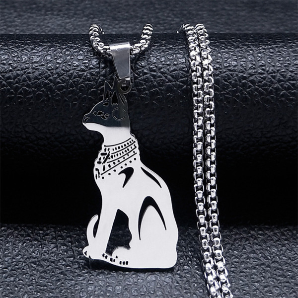 Stainless steel cat pendant necklace