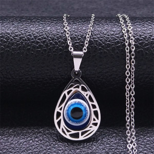Stainless Steel Devil's Eye Pendant Necklace