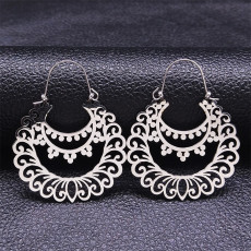 Stainless steel hollow pattern earrings