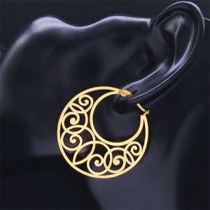 Stainless steel hollow pattern earrings