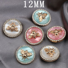 12MM bee Metal Design Sensory Water Diamond snap button charms