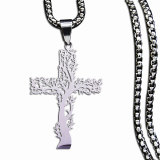 Stainless Steel Life Tree Cross Pendant Necklace
