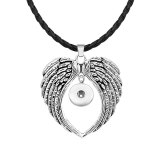 Elephant Owl Dragonfly wings Love Flower Pendant Leather Chain Necklace fit 20MM chunks snaps jewelry