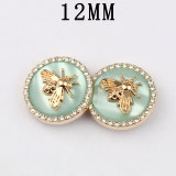 12MM bee Metal Design Sensory Water Diamond snap button charms