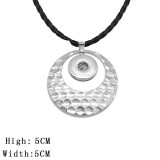 Stainless Steel Love Flower Pendant Leather Chain Necklace fit 20MM chunks snaps jewelry