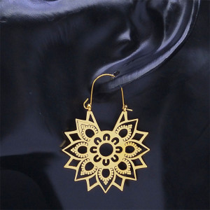 Stainless steel hollow pattern earrings