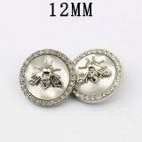 12MM bee Metal Design Sensory Water Diamond snap button charms