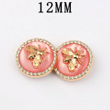 12MM bee Metal Design Sensory Water Diamond snap button charms