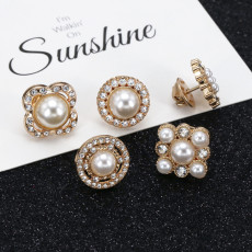 20MM 25MM Metal Neckline anti slip pearl flower drop alloy button sewn button coat sweater shirt cardigan decorative button detachable button brooch