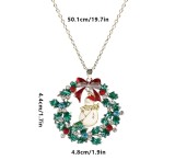 Christmas Bicolor Bell Christmas Snowman Christmas Tree Pendant with Diamond Necklace