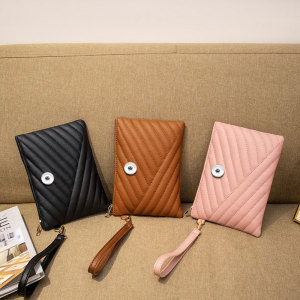 Embroidered mobile phone bag, fashionable handheld bag fit 20MM Snaps button jewelry wholesale