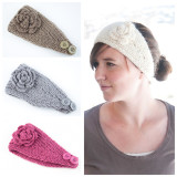 Warm Camellia Flower Headband Knitted Woolen Hair Band Ear Protector Headcover Hair Accessories