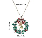 Christmas Bicolor Bell Christmas Snowman Christmas Tree Pendant with Diamond Necklace