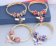 Stainless Steel Gold Adjustable Bee Shiny Diamond Ball Bracelet