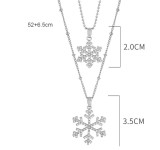 Double layer snowflake diamond inlaid alloy necklace