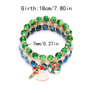 Christmas Tree Santa Claus Snowman Beaded Combination Bracelet