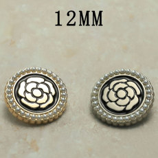 12MM Metal pearl flower snap button charms