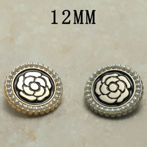12MM Metal pearl flower snap button charms