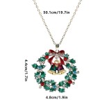 Christmas Bicolor Bell Christmas Snowman Christmas Tree Pendant with Diamond Necklace
