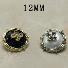 12MM Metal Clover flower snap button charms