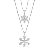 Double layer snowflake diamond inlaid alloy necklace