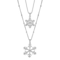 Double layer snowflake diamond inlaid alloy necklace