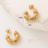 Stainless steel rhinestone pearl earrings