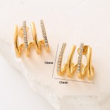 Stainless steel rhinestone pearl earrings