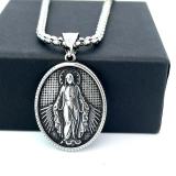 60CM Stainless Steel Ancient Greek Mythology of the Virgin Mary Pendant Necklace